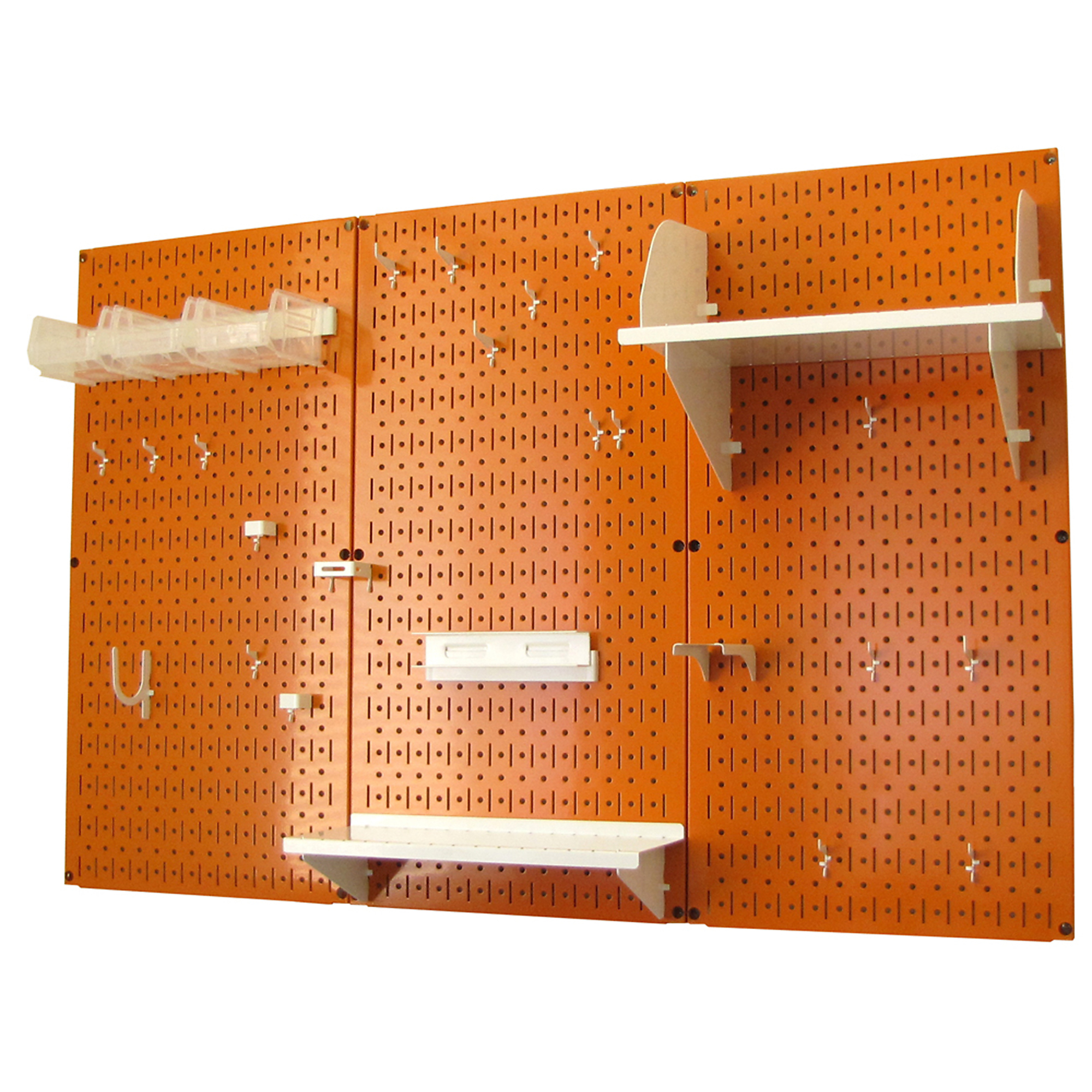 Wall Control Industrial Metal Pegboard Tool Storage Kit — 4ft., Orange Toolboard, White Accessories, Model# 35IWRK-400-ORW